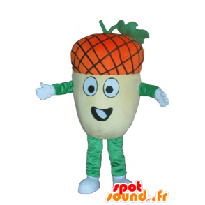 Giant acorn mascot, yellow, green and orange, very funny - MASFR23874 - Mascots of plants