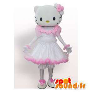 Mascot Hello Kitty en el vestido rosa y blanco de la princesa - MASFR006566 - Mascotas de Hello Kitty