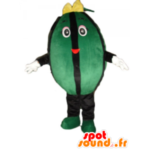 Zielony arbuz maskotka i olbrzym czarny - MASFR23878 - owoce Mascot