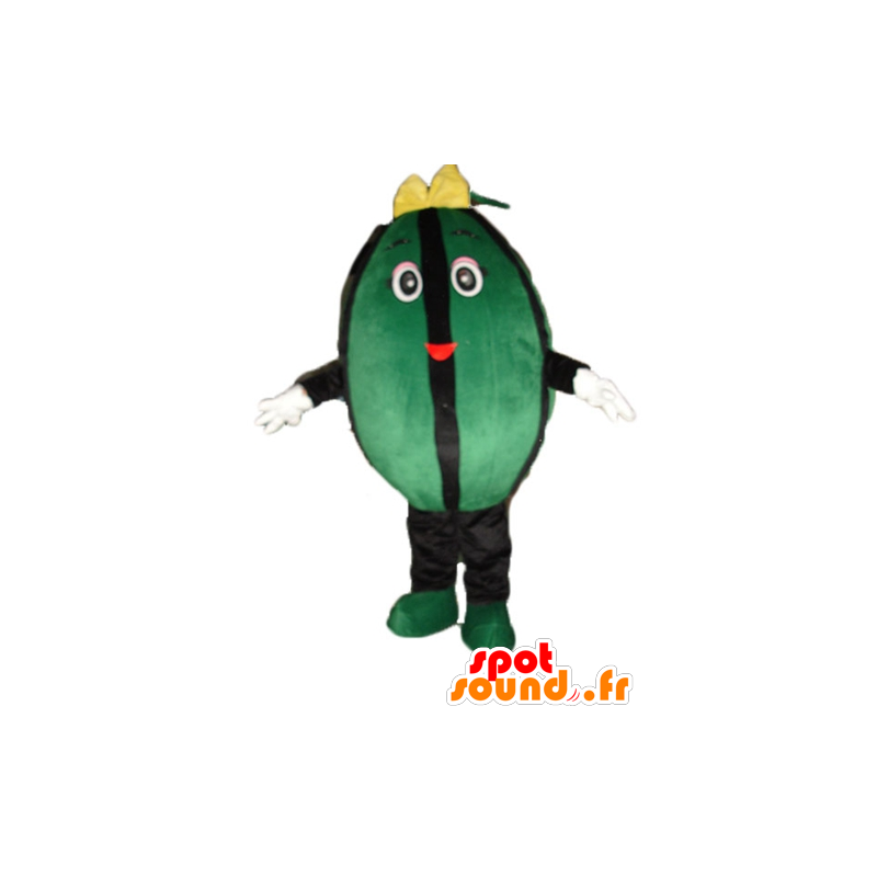 Green watermelon mascot and giant black - MASFR23878 - Fruit mascot