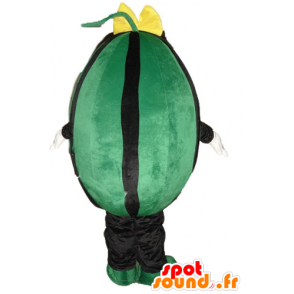 Groene watermeloen mascotte en gigantische zwarte - MASFR23878 - fruit Mascot