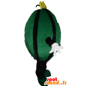 Groene watermeloen mascotte en gigantische zwarte - MASFR23878 - fruit Mascot