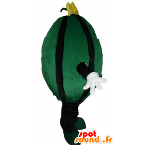 Grüne Wassermelone Maskottchen und riesigen schwarzen - MASFR23878 - Obst-Maskottchen