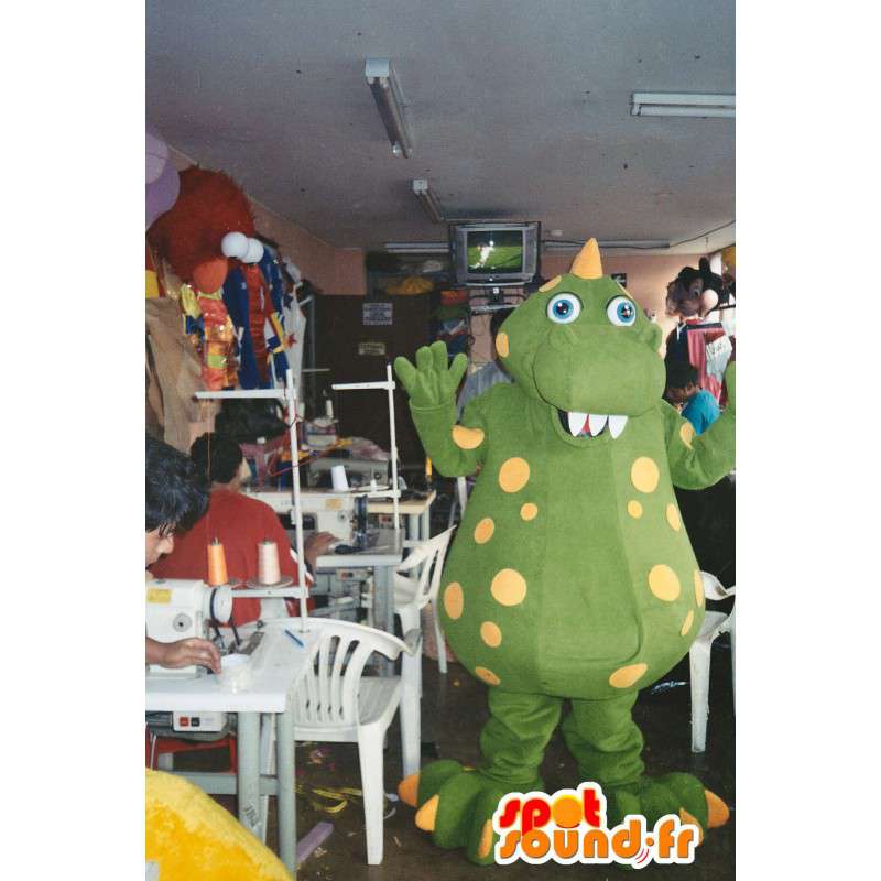 Mascot dinosaur green and yellow giant. Dragon costume - MASFR006567 - Dragon mascot