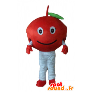 Mascot kirsebær rød, søt og smilende - MASFR23880 - frukt Mascot