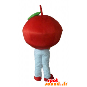 Mascota del rojo cereza linda y sonriente - MASFR23880 - Mascota de la fruta