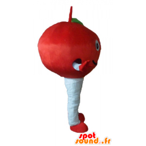 Mascota del rojo cereza linda y sonriente - MASFR23880 - Mascota de la fruta