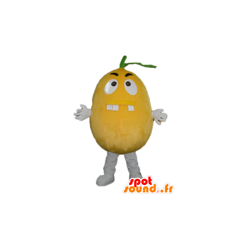 Oransje maskot, gigantiske sitron, voldsomt - MASFR23882 - frukt Mascot