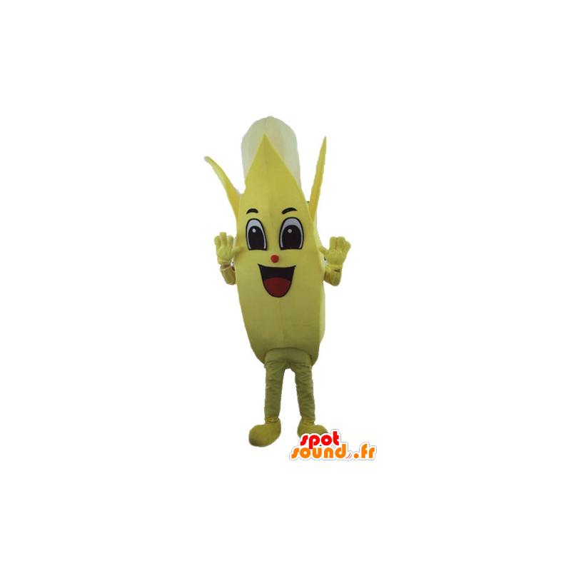 Amarelo e branco mascote banana, gigante - MASFR23885 - frutas Mascot