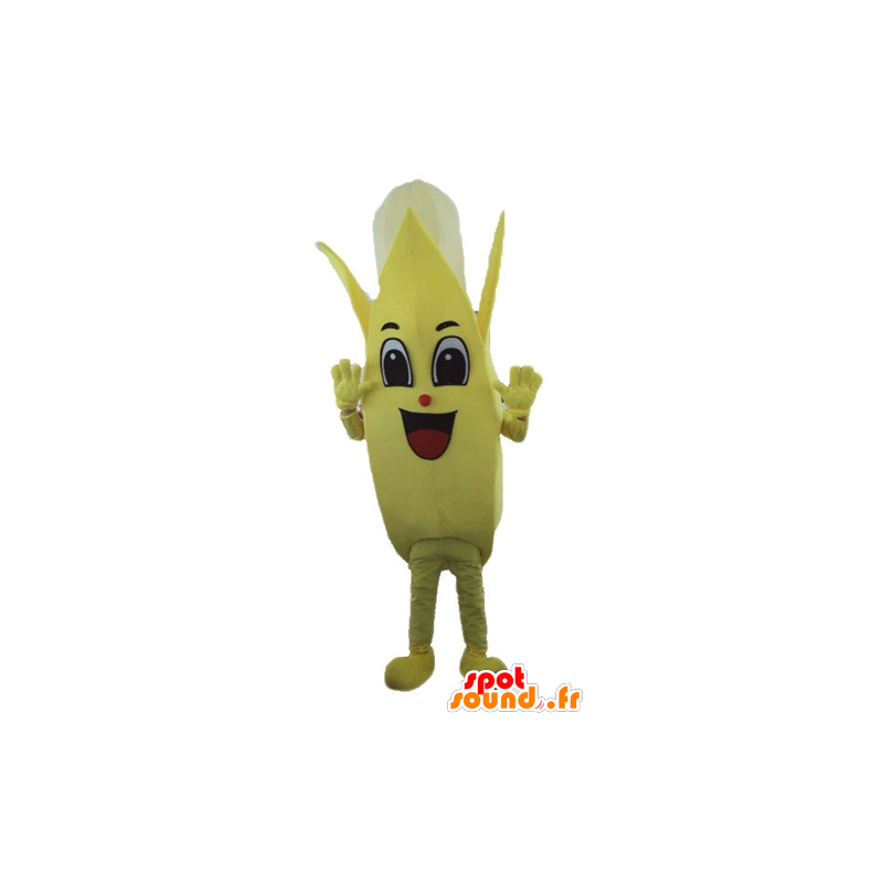 Giallo e bianco di banana mascotte, gigante - MASFR23885 - Mascotte di frutta