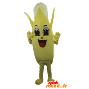 Mascotte de banane jaune et blanche, géante - MASFR23885 - Mascotte de fruits