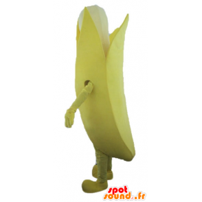 Amarillo y blanco de la mascota del plátano, gigante - MASFR23885 - Mascota de la fruta