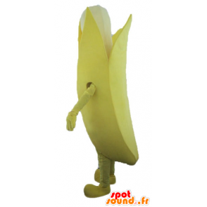 Mascotte de banane jaune et blanche, géante - MASFR23885 - Mascotte de fruits