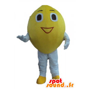Mascotte de citron jaune, géant et souriant - MASFR23888 - Mascotte de fruits