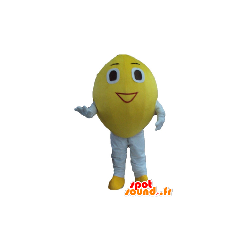 Lemon mascot, giant and smiling - MASFR23888 - Fruit mascot