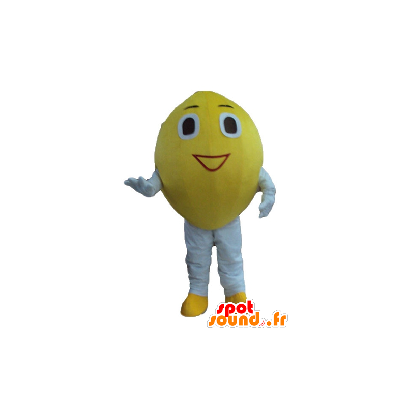 Sitron maskot, gigantiske og smilende - MASFR23888 - frukt Mascot
