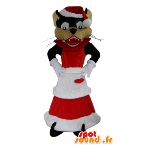 Mascot Wolf, im Einklang Mutter Weihnachten gekleidet - MASFR23892 - Weihnachten-Maskottchen