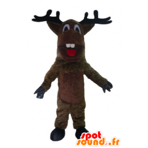 Moose mascot, brown caribou, with pretty wood - MASFR23894 - Animals of the forest