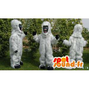 All hårig vit gorillamaskot. Vit Yeti-kostym - Spotsound maskot