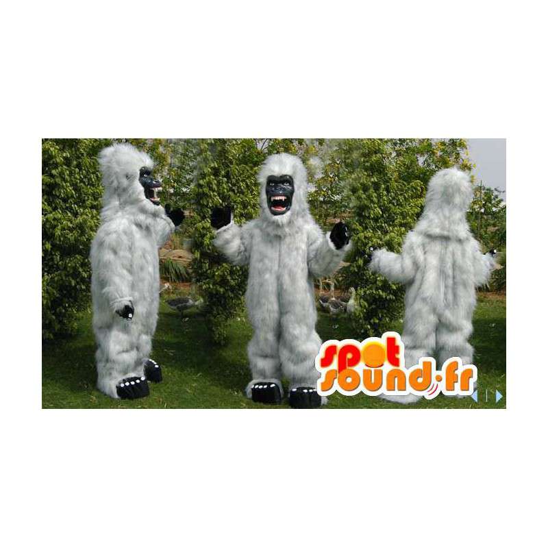 Bianco gorilla mascotte tutto peloso. Costume bianco yeti - MASFR006570 - Mascotte gorilla