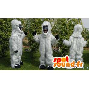 Mascotte de gorille blanc tout poilu. Costume de yéti blanc - MASFR006570 - Mascottes de Gorilles