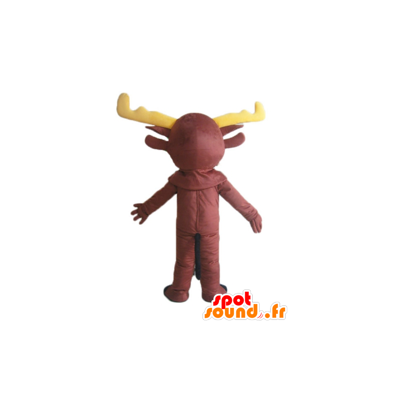Rena mascote castanho, renas, com madeira amarelo - MASFR23900 - Forest Animals