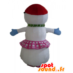 Maskot stor snømann med et skjørt og fletter - MASFR23902 - Ikke-klassifiserte Mascots