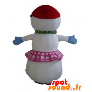 Maskot stor snømann med et skjørt og fletter - MASFR23902 - Ikke-klassifiserte Mascots