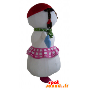 Maskotti iso lumiukko hame ja punokset - MASFR23902 - Mascottes non-classées