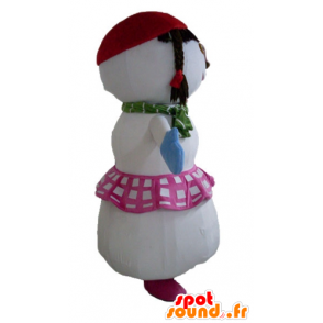Mascot grande boneco de neve com uma saia e tranças - MASFR23902 - Mascotes não classificados