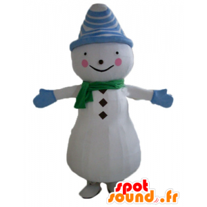 Mascotte de bonhomme de neige, avec un bonnet et une écharpe - MASFR23903 - Mascottes non-classées