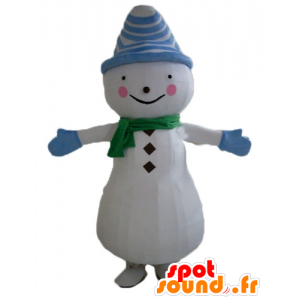 Schneemann-Maskottchen, mit einer Mütze und Schal - MASFR23903 - Maskottchen nicht klassifizierte