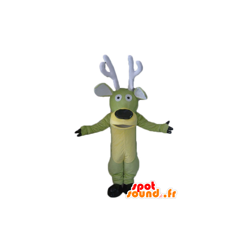 Mascota del reno, el impulso verde y amarillo, con madera grande - MASFR23904 - Animales del bosque