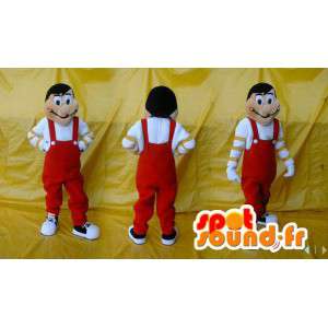 Snowman mascot malicious red overalls - MASFR006572 - Human mascots