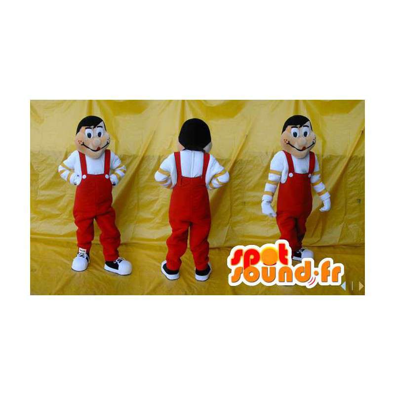 Snowman mascot malicious red overalls - MASFR006572 - Human mascots