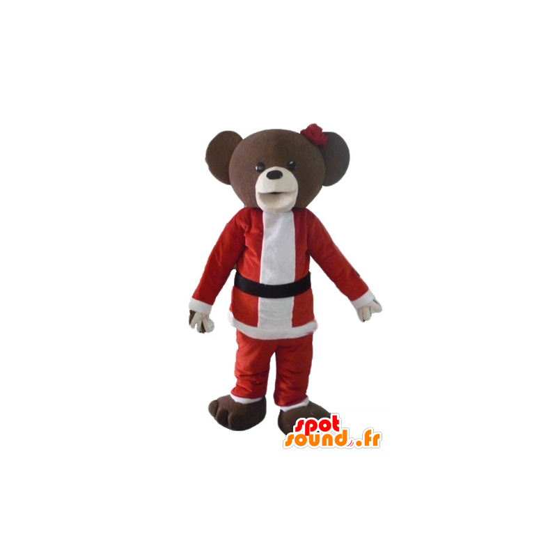 Marrón peluche mascota en vestido de Santa Claus - MASFR23906 - Oso mascota