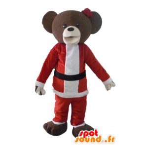 Brown orsacchiotto mascotte in abito di Babbo Natale - MASFR23906 - Mascotte orso