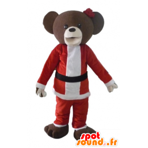 Brown teddy mascot in Santa Claus dress - MASFR23906 - Bear mascot