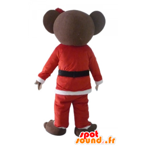 Hnědý plyšový maskot v Santa Claus oblečení - MASFR23906 - Bear Mascot