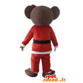 Brun nallebjörnmaskot, klädd som jultomten - Spotsound maskot