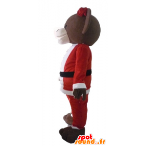 Brown teddy mascot in Santa Claus dress - MASFR23906 - Bear mascot