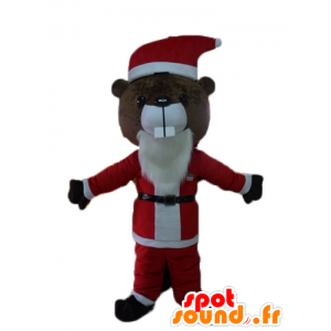 Mascot bruine bever in Santa Claus outfit - MASFR23907 - Beaver Mascot