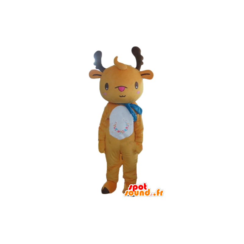 Sob maskot plyšoví hnědé a bílé - MASFR23912 - lesní zvířata Sob maskot plyšoví hnědé a bílé - MASFR23912 - lesní zvířata