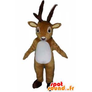 Mascotte de caribou, d'élan, de renne marron et blanc - MASFR23913 - Animaux de la forêt