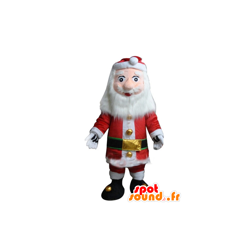 Mascotte Santa Claus dressed in red and white, with a beard - MASFR23917 - Christmas mascots