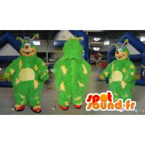 Groene monster mascotte en geel alle harige - Alle maten - MASFR006574 - mascottes monsters