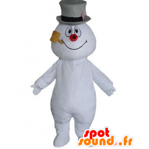 Snemandmaskot med hat og rør - Spotsound maskot kostume