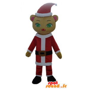 Mascotte d'ours en peluche, en tenue de Père-Noël - MASFR23920 - Mascotte d'ours