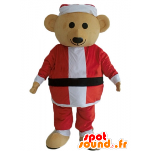 Bamse-maskot, klædt som julemanden - Spotsound maskot kostume