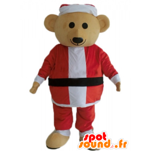 Mascot teddy bear in Santa Claus dress - MASFR23922 - Bear mascot